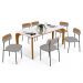 Mesa De Jantar Capri Off White E 6 Cadeiras Melina B05 Linho Cinza Couríssimo Caramelo - Lyam Decor