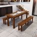 Mesa De Jantar Com Cerâmica Rústica 02 Bancos De Madeira Maciça Pinus 160cm W02 Imbuia - Lyam Decor