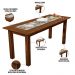 Mesa De Jantar Com Cerâmica Rústica 02 Bancos De Madeira Maciça Pinus 160cm W02 Imbuia - Lyam Decor