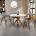Mesa De Jantar Redonda Cora 120cm Off White M04 com 04 Cadeiras Living Suran Bouclê Cinza - Lyam