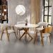 Mesa De Jantar Redonda Cora 120cm Off White M04 com 04 Cadeiras Living Suran Bouclê Creme - Lyam