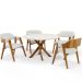 Mesa De Jantar Redonda Cora 120cm Off White M04 com 04 Cadeiras Living Suran Bouclê Cru - Lyam
