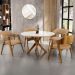 Mesa De Jantar Redonda Cora 120cm Off White M04 com 04 Cadeiras Living Suran Bouclê Mostarda - Lyam