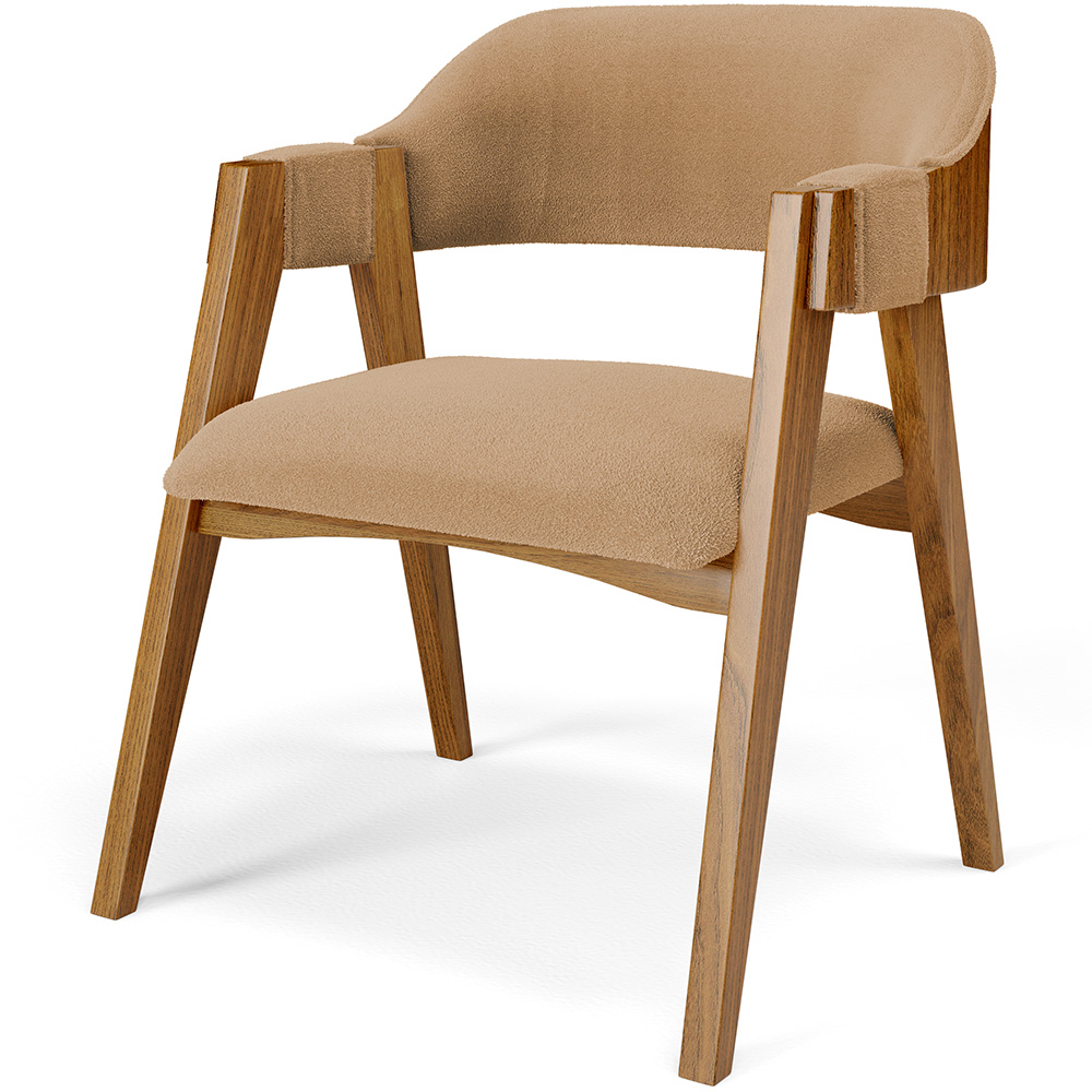 Mesa De Jantar Redonda Cora 120cm Off White M04 com 04 Cadeiras Living Suran Bouclê Mostarda - Lyam