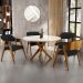Mesa De Jantar Redonda Cora 120cm Off White M04 com 04 Cadeiras Living Suran Bouclê Preto - Lyam
