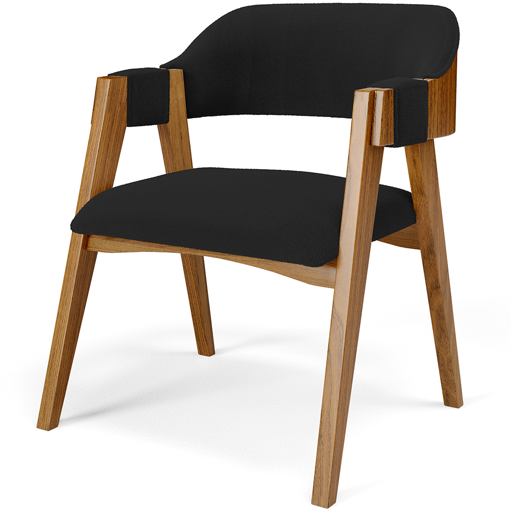 Mesa De Jantar Redonda Cora 120cm Off White M04 com 04 Cadeiras Living Suran Bouclê Preto - Lyam