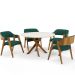 Mesa De Jantar Redonda Cora 120cm Off White M04 com 04 Cadeiras Living Suran Bouclê Verde - Lyam