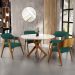 Mesa De Jantar Redonda Cora 120cm Off White M04 com 04 Cadeiras Living Suran Bouclê Verde - Lyam