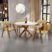 Mesa De Jantar Redonda Cora 120cm Off White M04 com 04 Cadeiras Living Suran Couríssimo Fendi - Lyam