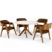Mesa De Jantar Redonda Cora 120cm Off White M04 com 04 Cadeiras Living Suran Couríssimo Marrom - Lyam
