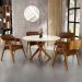 Mesa De Jantar Redonda Cora 120cm Off White M04 com 04 Cadeiras Living Suran Couríssimo Marrom - Lyam