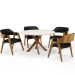 Mesa De Jantar Redonda Cora 120cm Off White M04 com 04 Cadeiras Living Suran Couríssimo Preto - Lyam