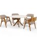 Mesa De Jantar Redonda Cora 120cm Off White M04 com 04 Cadeiras Living Suran Linho Bege Escuro - Lyam