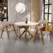 Mesa De Jantar Redonda Cora 120cm Off White M04 com 04 Cadeiras Living Suran Linho Bege Escuro - Lyam