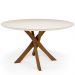 Mesa De Jantar Redonda Cora 120cm Off White M04 com 04 Cadeiras Living Suran Linho Bege Escuro - Lyam