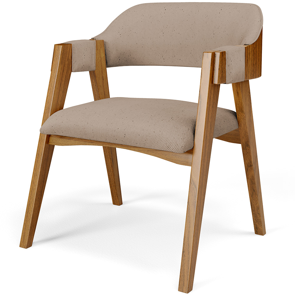 Mesa De Jantar Redonda Cora 120cm Off White M04 com 04 Cadeiras Living Suran Linho Bege Escuro - Lyam