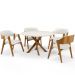 Mesa De Jantar Redonda Cora 120cm Off White M04 com 04 Cadeiras Living Suran Linho Champagne - Lyam