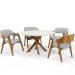 Mesa De Jantar Redonda Cora 120cm Off White M04 com 04 Cadeiras Living Suran Linho Cinza - Lyam
