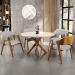 Mesa De Jantar Redonda Cora 120cm Off White M04 com 04 Cadeiras Living Suran Linho Cinza - Lyam
