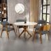 Mesa De Jantar Redonda Cora 120cm Off White M04 com 04 Cadeiras Living Suran Linho Cinza Escuro - Lyam