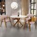 Mesa De Jantar Redonda Cora 120cm Off White M04 com 04 Cadeiras Living Suran Linho Rosê - Lyam