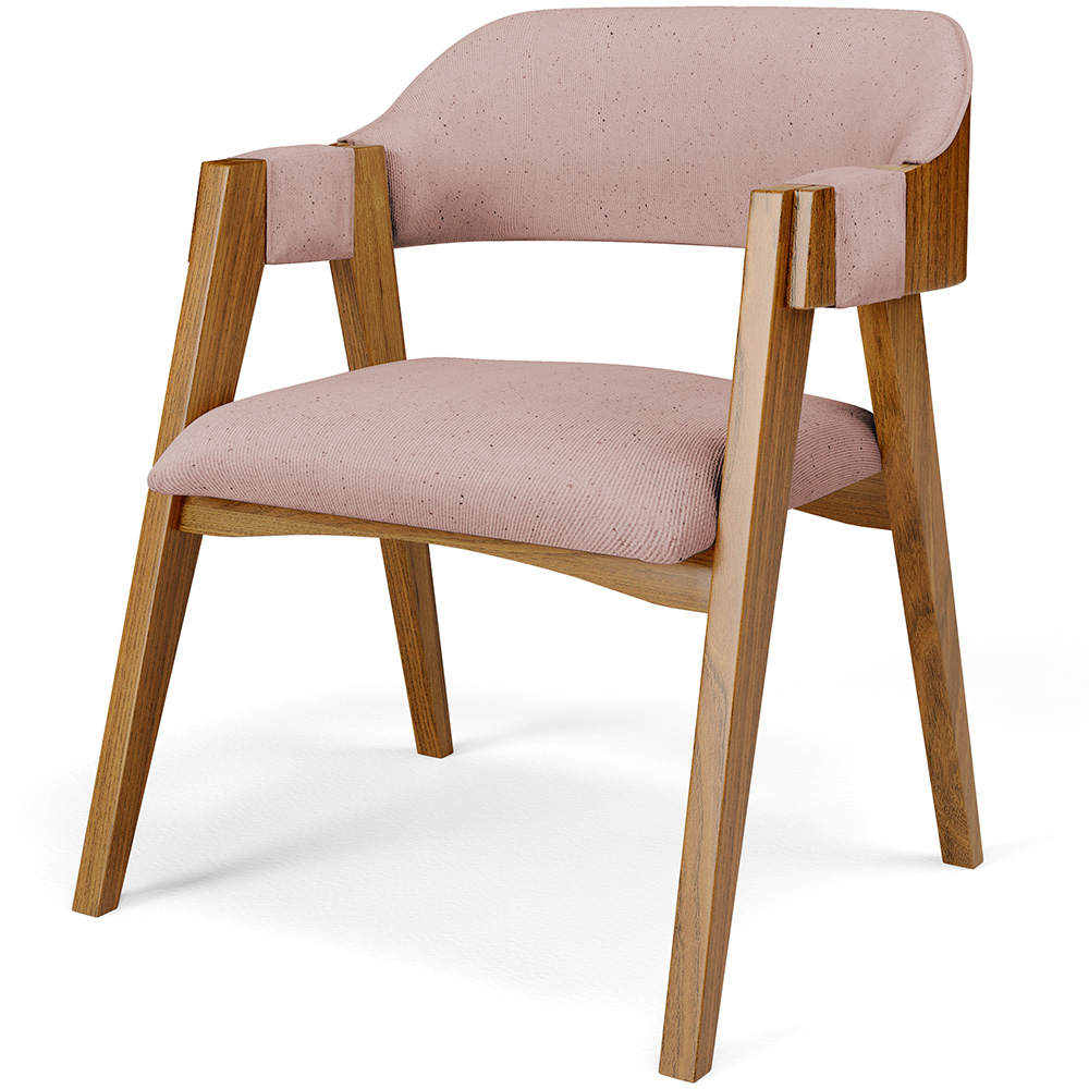 Mesa De Jantar Redonda Cora 120cm Off White M04 com 04 Cadeiras Living Suran Linho Rosê - Lyam