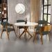 Mesa De Jantar Redonda Cora 120cm Off White M04 com 04 Cadeiras Living Suran Linho Verde Musgo - Lyam