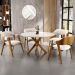 Mesa De Jantar Redonda Cora 120cm Off White M04 com 04 Cadeiras Living Suran Suede Bege - Lyam