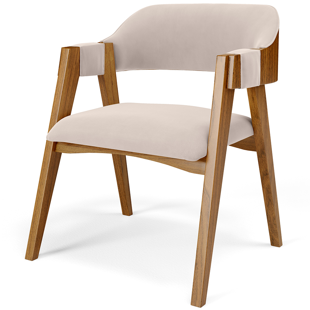 Mesa De Jantar Redonda Cora 120cm Off White M04 com 04 Cadeiras Living Suran Suede Bege - Lyam