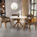 Mesa De Jantar Redonda Cora 120cm Off White M04 com 04 Cadeiras Living Suran Suede Marrom - Lyam