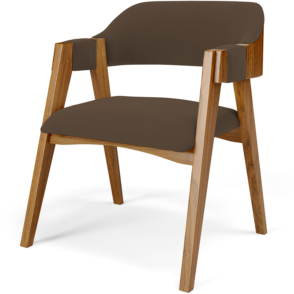 Mesa De Jantar Redonda Cora 120cm Off White M04 com 04 Cadeiras Living Suran Suede Marrom - Lyam