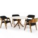 Mesa De Jantar Redonda Cora 120cm Off White M04 com 04 Cadeiras Living Suran Suede Preto - Lyam