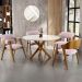 Mesa De Jantar Redonda Cora 120cm Off White M04 com 04 Cadeiras Living Suran Suede Rosê - Lyam