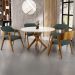 Mesa De Jantar Redonda Cora 120cm Off White M04 com 04 Cadeiras Living Suran Suede Verde Musgo - Lyam