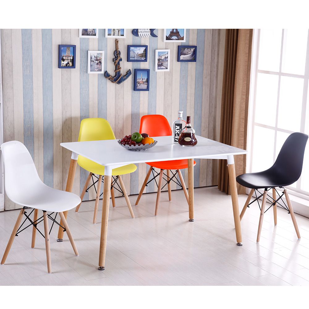 Mesa De Jantar Retangular Eiffel Charles Eames F03 120x80 cm Branco - Lyam Decor