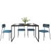 Mesa De Jantar Rivera Preto F01 Com 04 Cadeiras Melina Linho Azul Couríssimo Preto - Lyam Decor