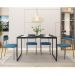Mesa De Jantar Rivera Preto F01 Com 04 Cadeiras Melina Linho Azul Couríssimo Preto - Lyam Decor