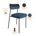 Mesa De Jantar Rivera Preto F01 Com 04 Cadeiras Melina Linho Azul Couríssimo Preto - Lyam Decor