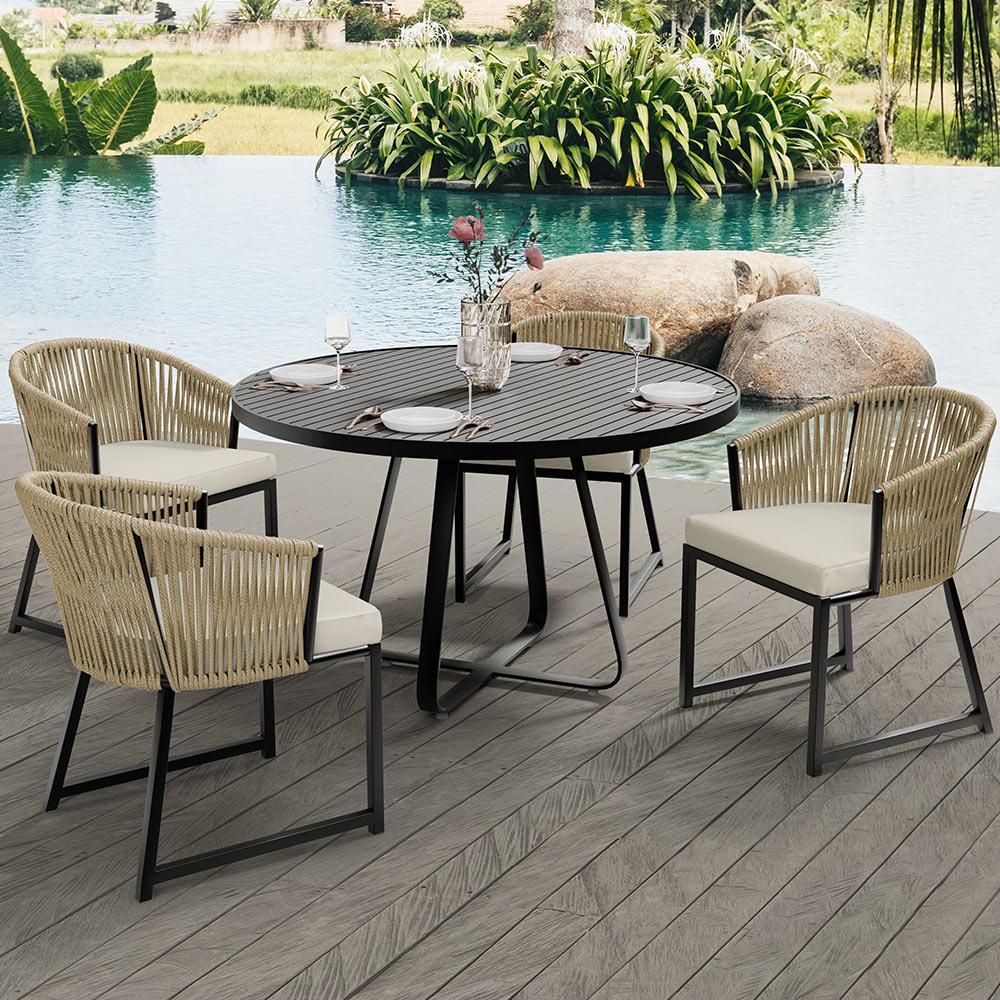 Mesa Decorativa Área Externa Espaço Gourmet 120cm Estrutura Em Alumínio Wine D04 Preto - Lyam Decor