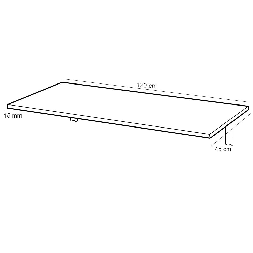 Mesa Dobrável de Parede Cozinha Escritório Slim L03 Suspensa 120x45 BP Amadeirado Fosco - Lyam Decor
