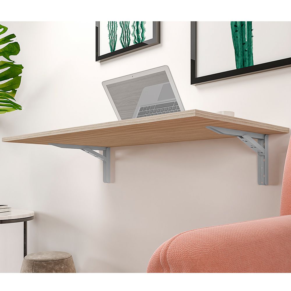Mesa Dobrável de Parede Cozinha Escritório Slim L03 Suspensa 120x45 BP Amadeirado Fosco - Lyam Decor