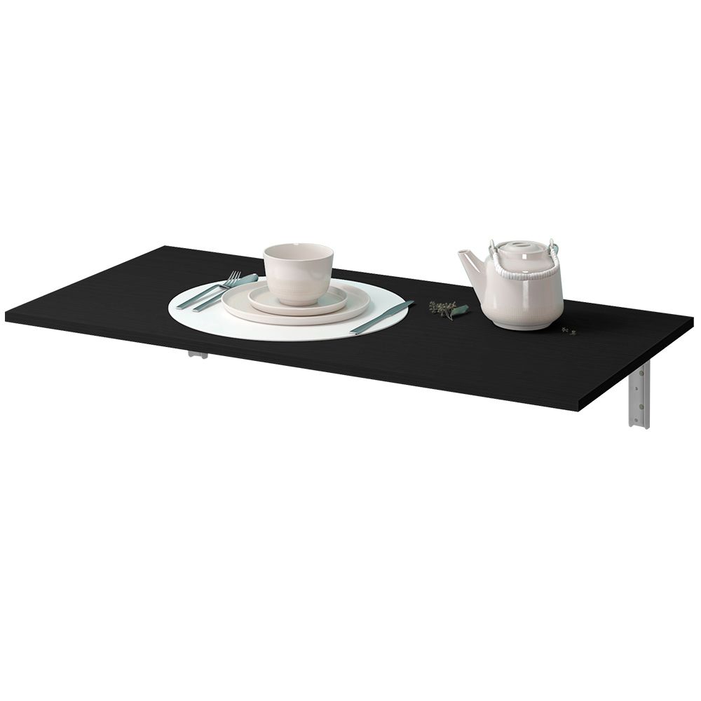 Mesa Dobrável de Parede Cozinha Escritório Slim L03 Suspensa 68x45 BP Preto Fosco - Lyam Decor