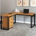 Mesa Escritório E Home Office em L Florence Industrial 135x157cm D03 Freijó Preto Fosco - Lyam Decor