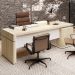 Mesa Escritório Em L Caixa Com Tomada Atria Executiva 200x183cm A02 Carvalho Branco - Lyam Decor