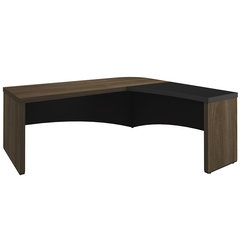 Mesa Escritório Home Office Diretor Em L Atria Executiva LD 200x180cm A02 Charuto Preto - Lyam Decor