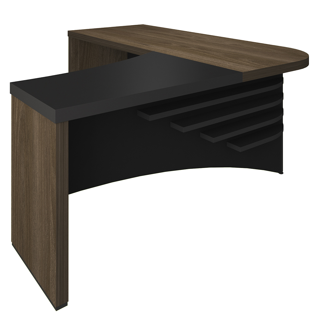 Mesa Escritório Home Office Diretor Em L Atria Executiva LD 200x180cm A02 Charuto Preto - Lyam Decor