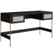 Mesa Escrivaninha Home Office 2 Gavetas Industrial Indy A03 Nero Dourado - Lyam Decor