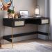Mesa Escrivaninha Home Office 2 Gavetas Industrial Indy A03 Nero Dourado - Lyam Decor