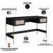 Mesa Escrivaninha Home Office 2 Gavetas Industrial Indy A03 Nero Dourado - Lyam Decor