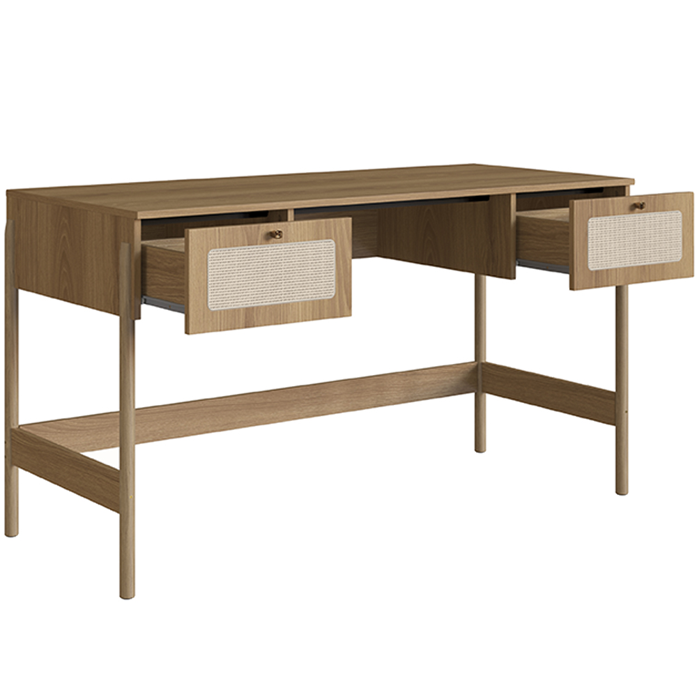 Mesa Escrivaninha Home Office 2 Gavetas Pés Madeira Moss A03 Hanover Roble - Lyam Decor